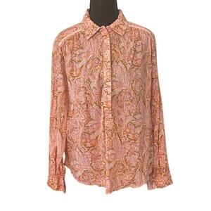 Sundance Paisley Cottagecore Blouse Pink Small Romantic Artisan 100% Cotton